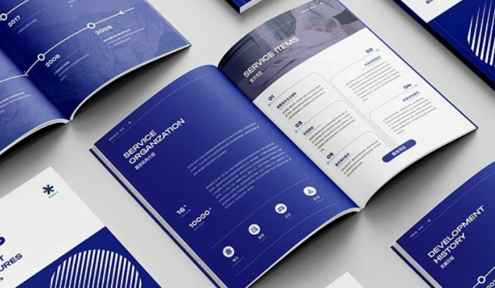 Corporate brochure and catalog layout reference